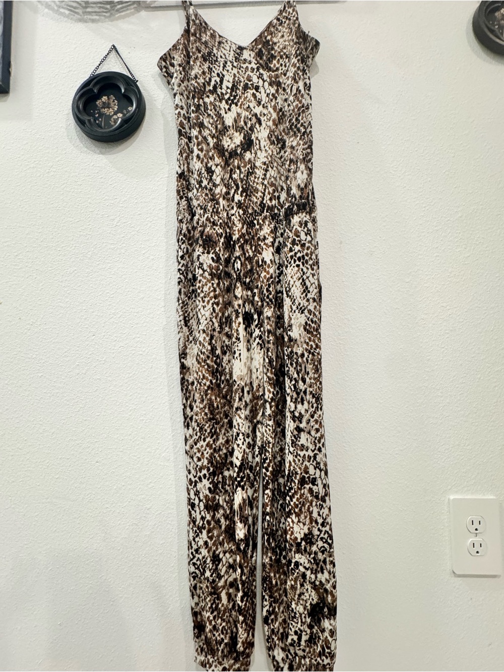Veronica M Brown and White Animal Print Wide-Leg Jumpsuit
